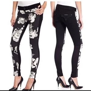Hudson Collin Vice Versa skinny black floral Button flap pocket NWT sz 29